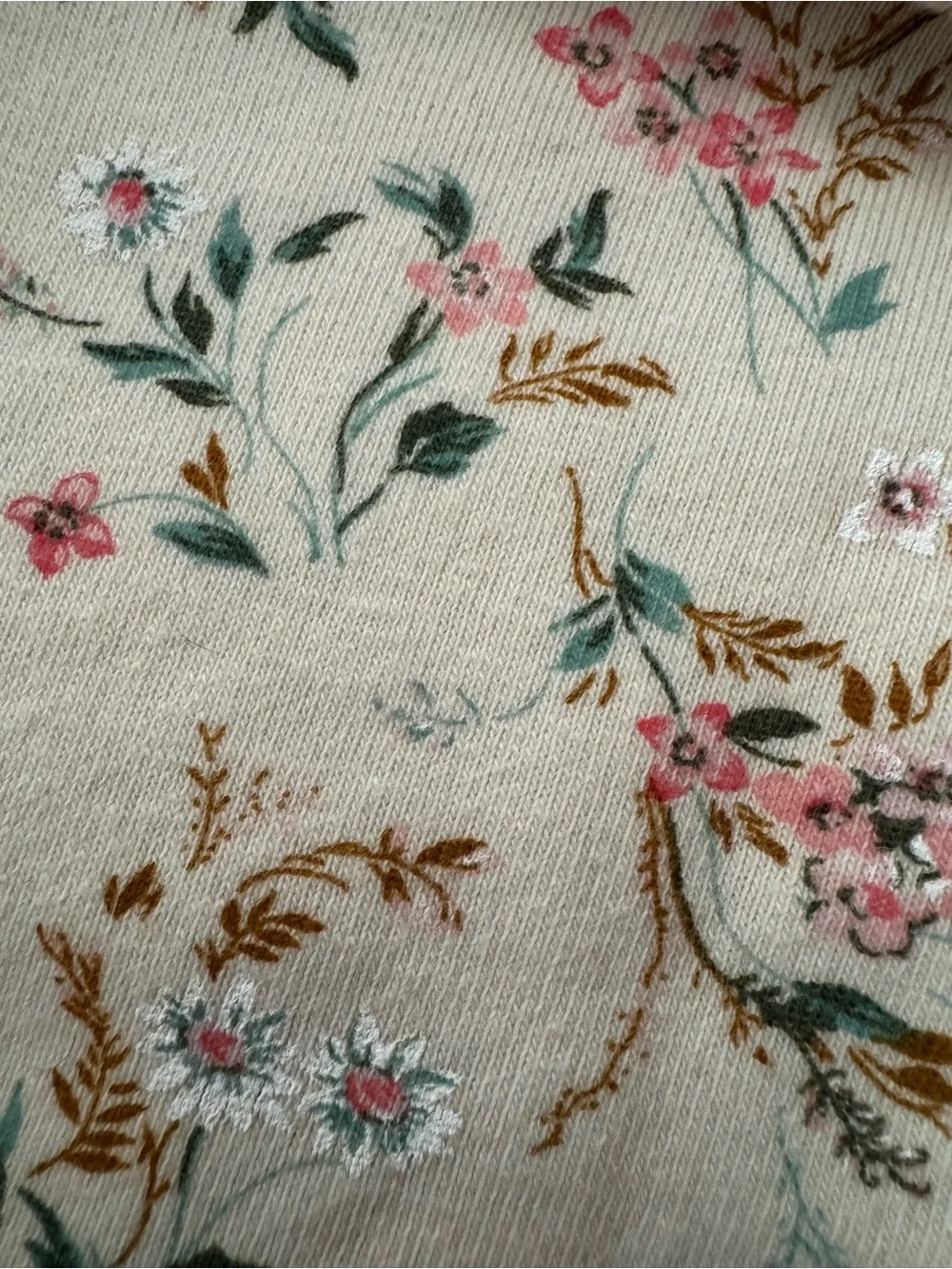 OshKosh B'gosh Cream Floral Ruffle-Shoulder Sweatshirt